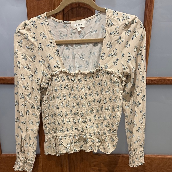 Boheme Cream Floral Smocked Ruffle Blouse - Picture 3 of 7